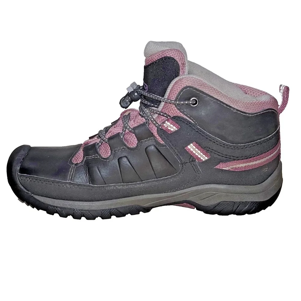KEEN Targhee Mid Waterproof Hiking Boots Kids Youth Size 3 EU 35 Brown Pink